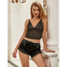 Subblime - 953942 Chemise De Nuit Décontractée En Soie + Pantalon En Dentelle Noir L/Xl